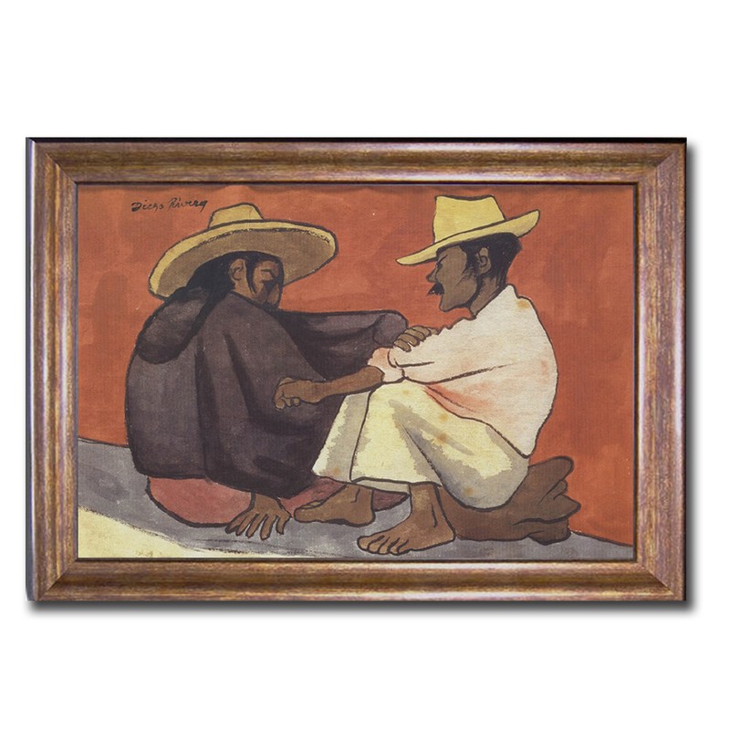 Bronze Framed Pareja Indigena by Rivera Canvas Art (16 in x 22 in Framed Size)