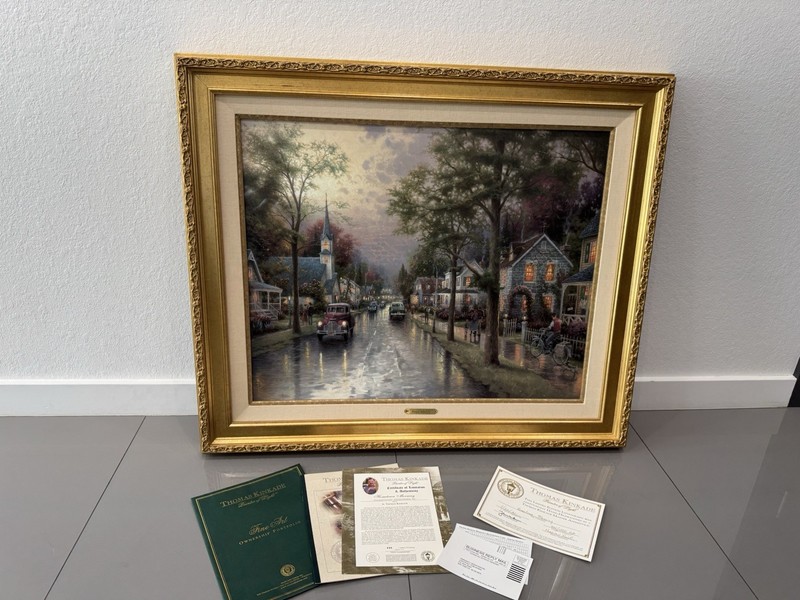 Thomas Kinkade Hometown Memories IV Hometown Morning Signed Framed With COA