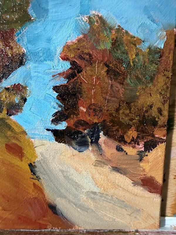 Original Morgan Oil Painting Impressionism 6x8 After Streeton-Colorful Landscape gallery