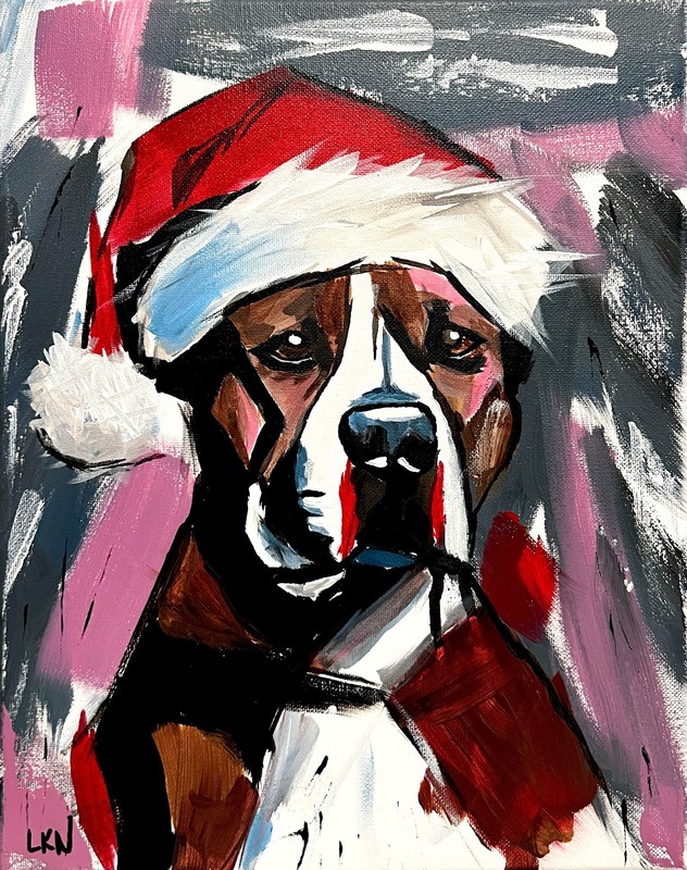 Laeknapes Original Abstract Painting 14X11 Canvas Expressionist Xmas Pitbull Art gallery