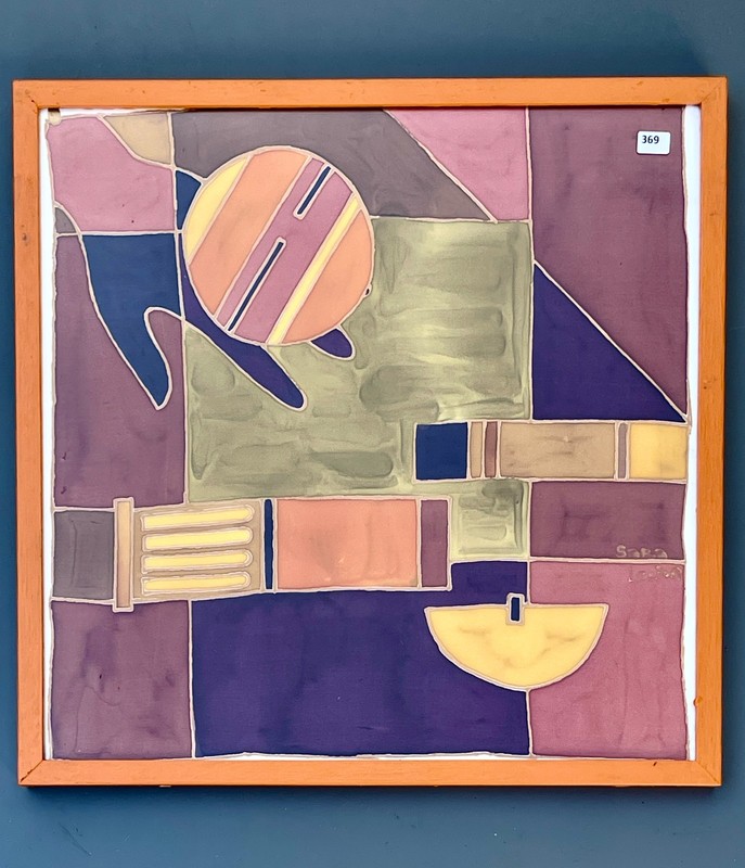 Sara Lee Original Painting Art Deco Geometric Abstract Framed One of 4