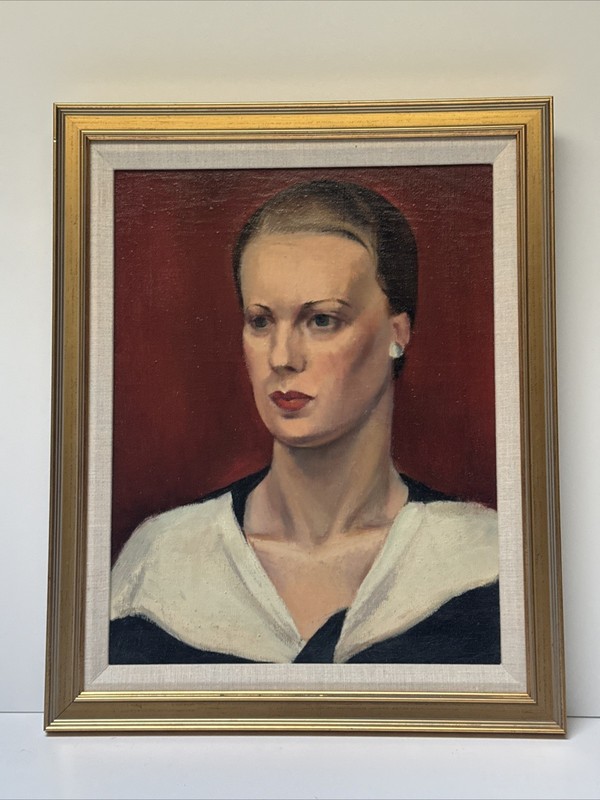 ANTIQUE PORTRAIT Painting Pretty Woman WALTER E COHEN JR 1930’s Model Masterful