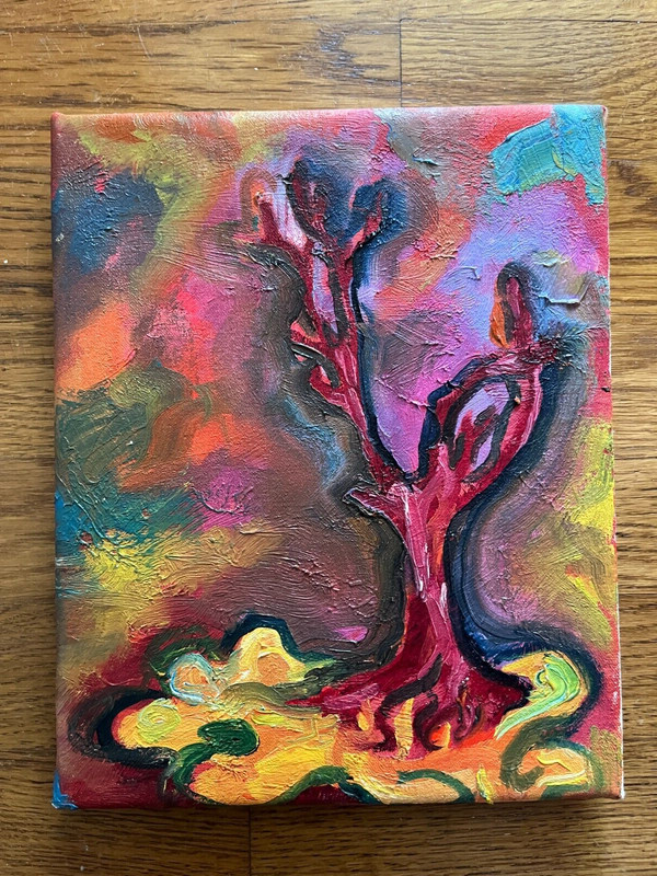 The Tree – Original Oil Painting Canvas one of a kind Abstract Hippie Dream Art