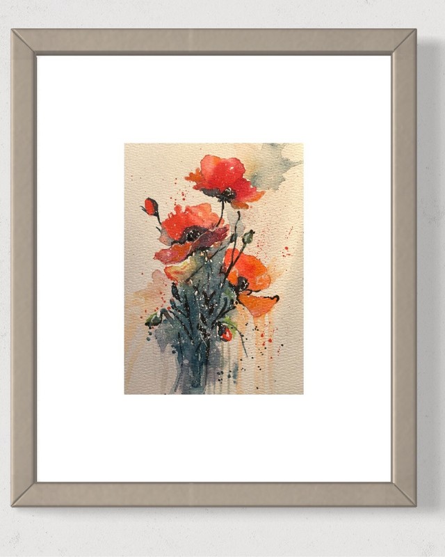 3pcs Bundle Flowers Original Painting.Paper.7x5 Inches Each.Signed.Free Shipping gallery