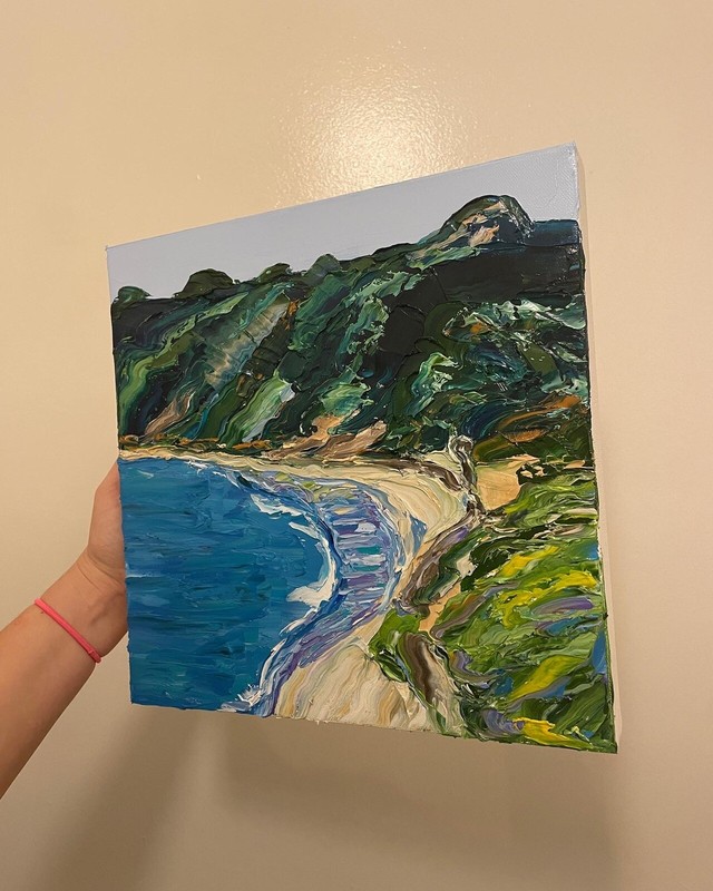 Malibu Oil Painting Zuma Beach 12 x 12 inches contemporary fine art los angeles