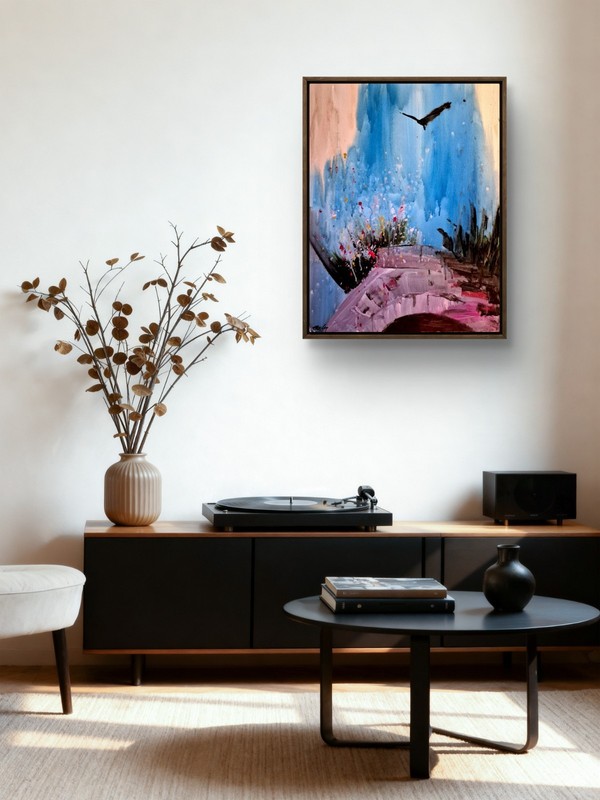 Original Signed 16x20 Expressionist Landscape Acrylic Canvas Home Decor C053 gallery