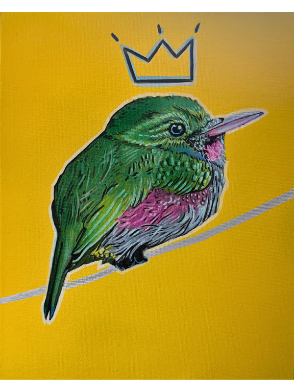 Painting Hummingbird San Pedrito Puerto Rico Urban Art acrylic on Canvas Board