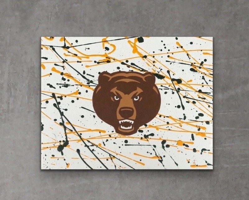 11 x 14 Baylor Bears Splatter Painting, new original art work, signed 