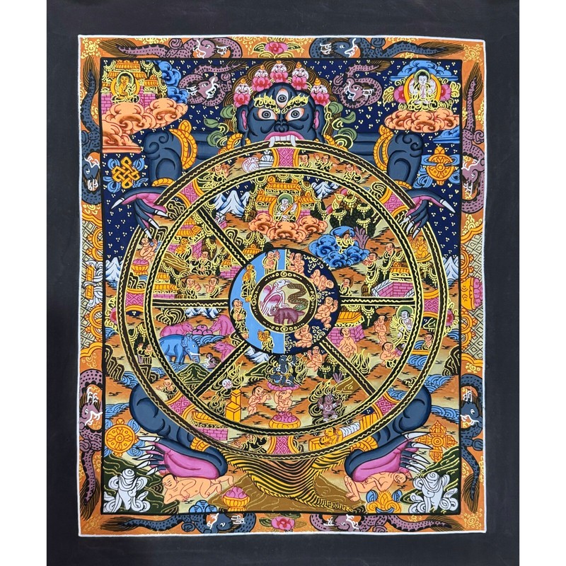 Master Quality Wheel of Life Thangka, Samsara Thangka Art, Circle of Life