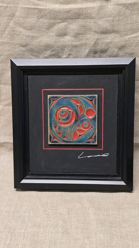 Eagle by Yukie Adams painting on wood carving