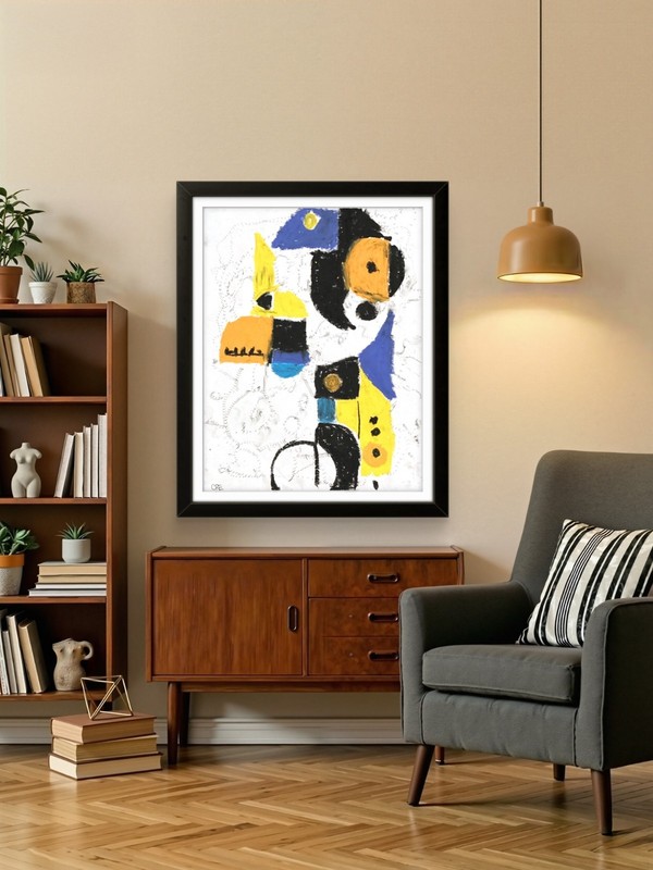 Bold Abstract Expressionism Painting Original 11x14 Pink Yellow Black Fine Art gallery