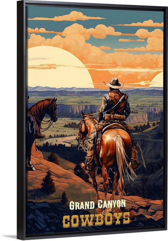 Grand Tetons Wyoming Cowboys Travel Poster Framed Canvas Old West Cowboy art gallery