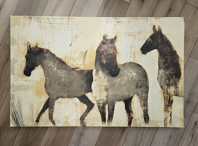 Horses at Rest Giclee Abstract Canvas Paintjng (already stretch framed)