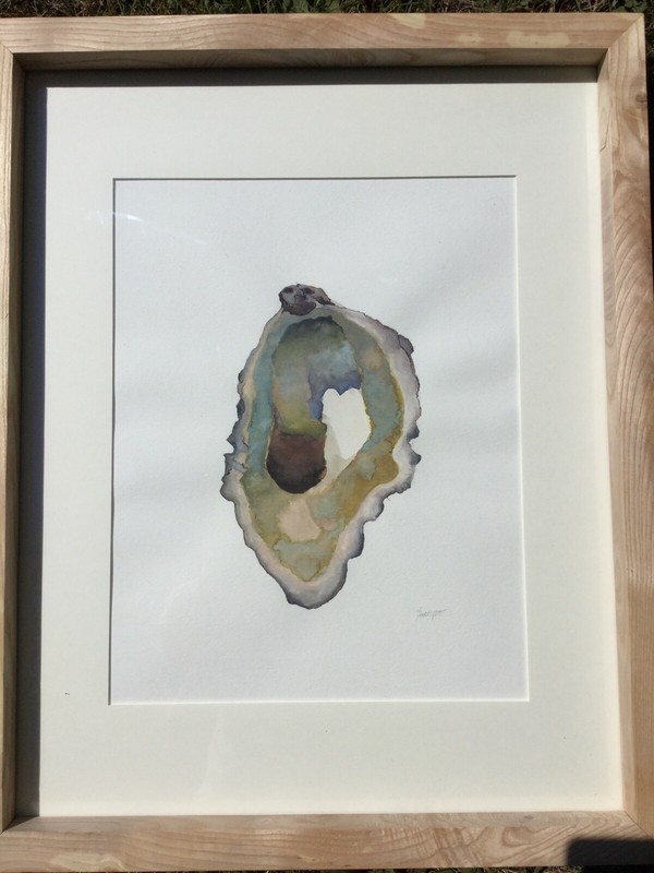 Watercolor oyster painting 16×20 inches coldpress paper With Homemade Ash Frame