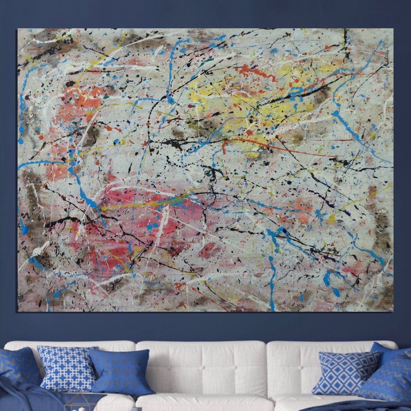 Pollock/Richter style￼ Professional Painting 81” X 62”(6ft 9in)Abstract Modern