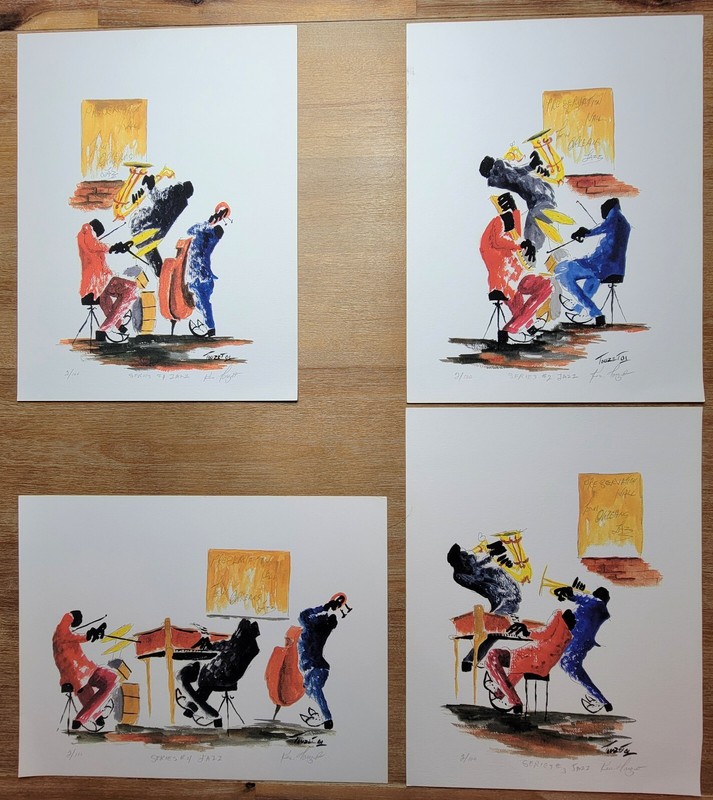 Ken Touzet Signed Watercolor Art New Orleans Jazz Preservation Hall Vtg Art