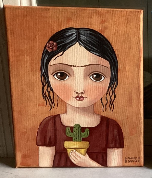 Modern Pop Art Painting Claudia I Garcia Frida Kahlo Mexican & Original Folk