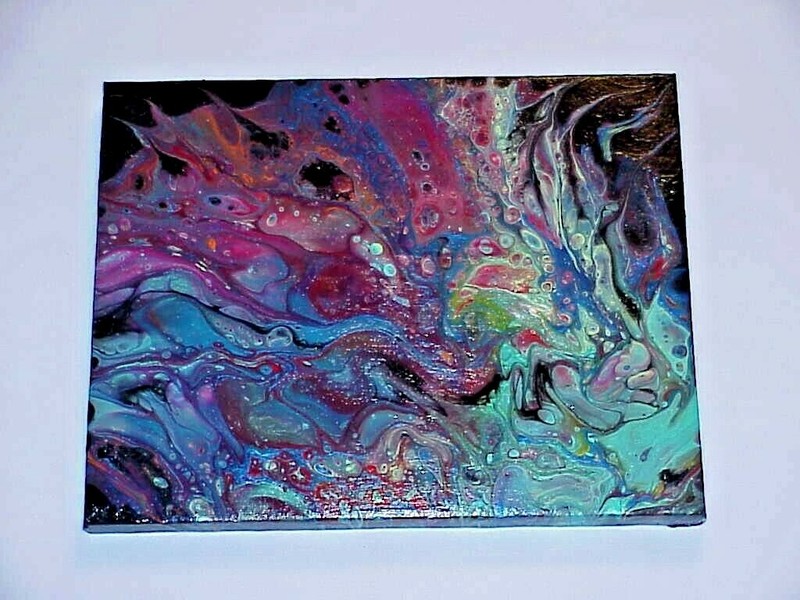 ORIGINAL ACRYLIC PAINTING ABSTRACT ART Wall Decor fluid pour blue,pink,green