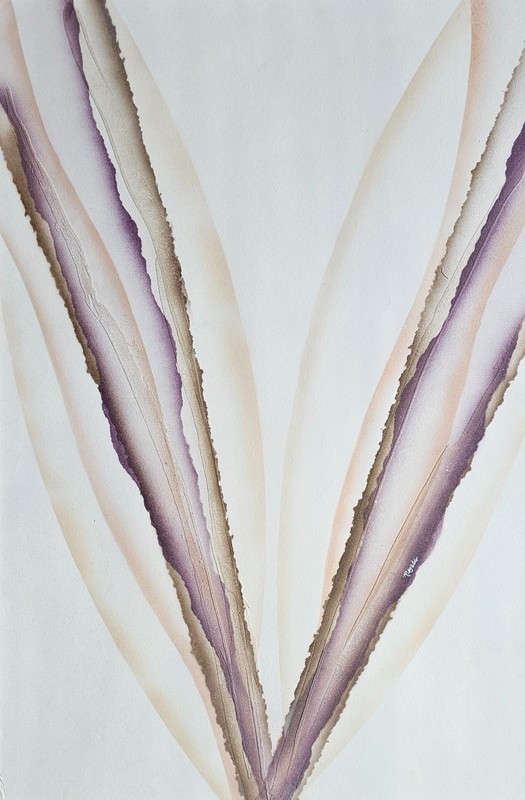Reyaldo Amethyst Agate Hand Signed Original Mixed Media Abstract Nature Art