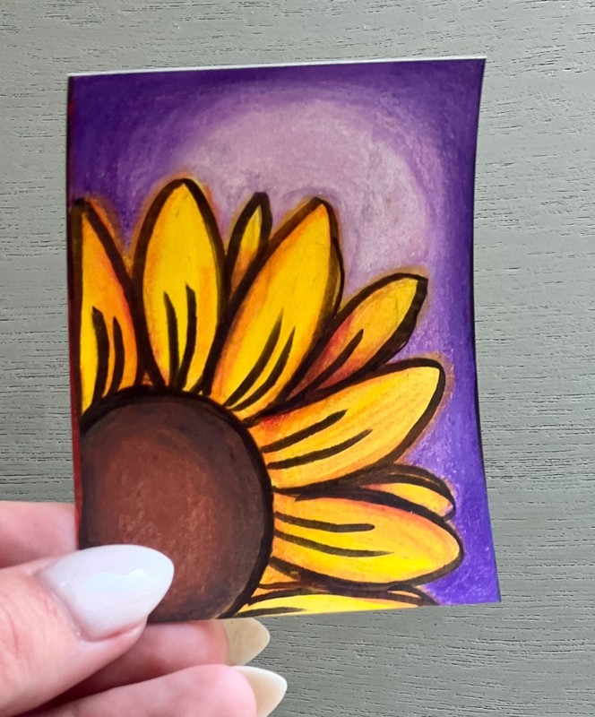 ACEO Original Artist Card Mixed Media Floral #1/4 2.5 x 3.5 Inches