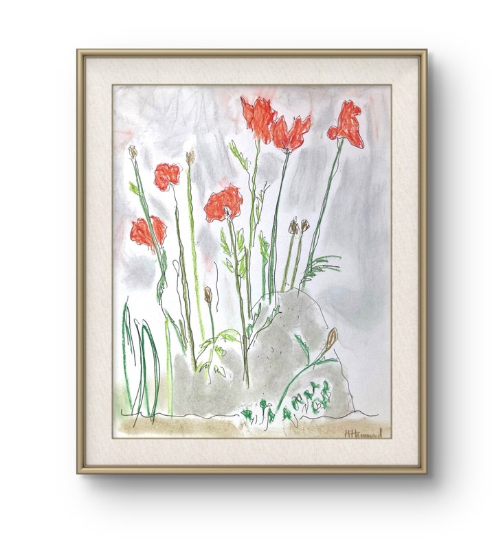 Original Contemporary Mixed Media Wall Art Summer Floral Garden, Holly Hammond