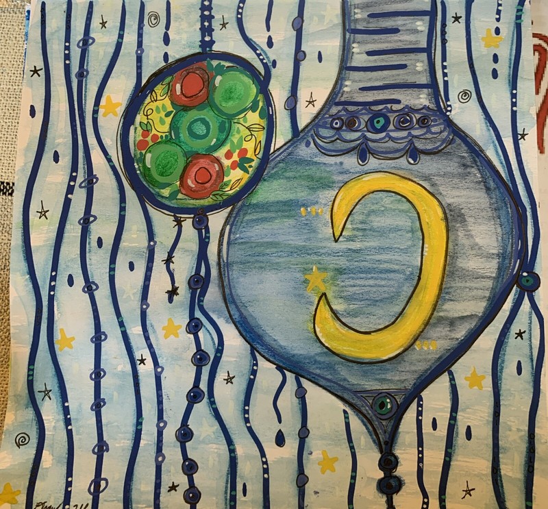 Blue Holiday Baubles Collection By Moody Virgo Arts Holiday Abstract Art