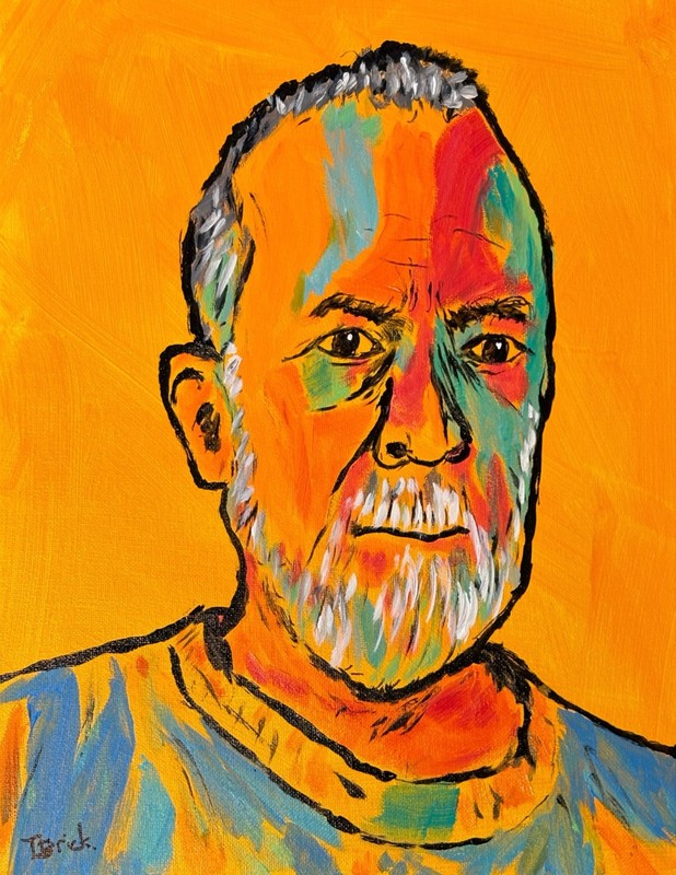 Original Colorful Self Portrait Painting Expressionist Acrylic 11×14 Canvas