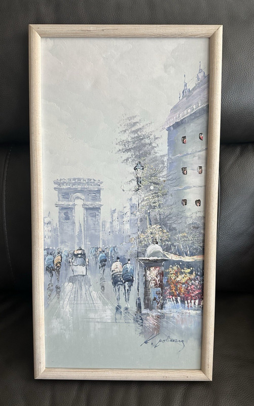 Original Parisian Oil On Canvas Impressionist Victorian Style Signed French 25″