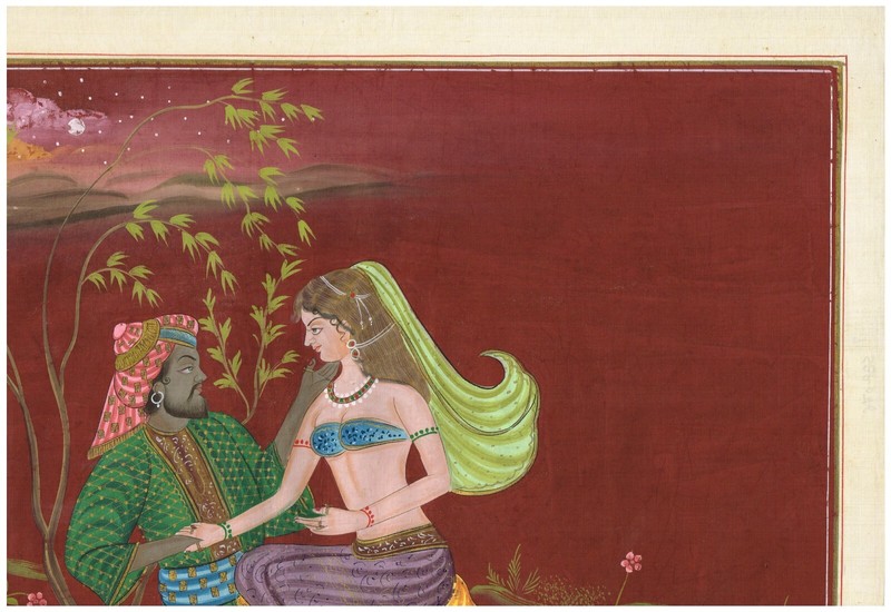 Couple Love Scene Painting Of Handmade Indian Mughal Art For Wall 22x17 Inches gallery