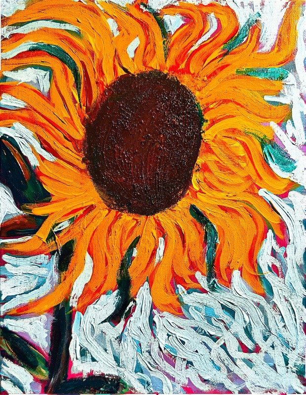 GERARD 8X10 IN- Abstract Expressionist Original Acrylic Painting Flowers