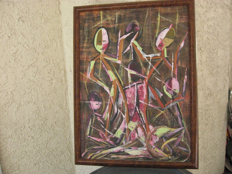 EXPRESSIONISM ABSTRACT FRAMED SIGNED BY THE ARTIST OIL PAINTING gallery