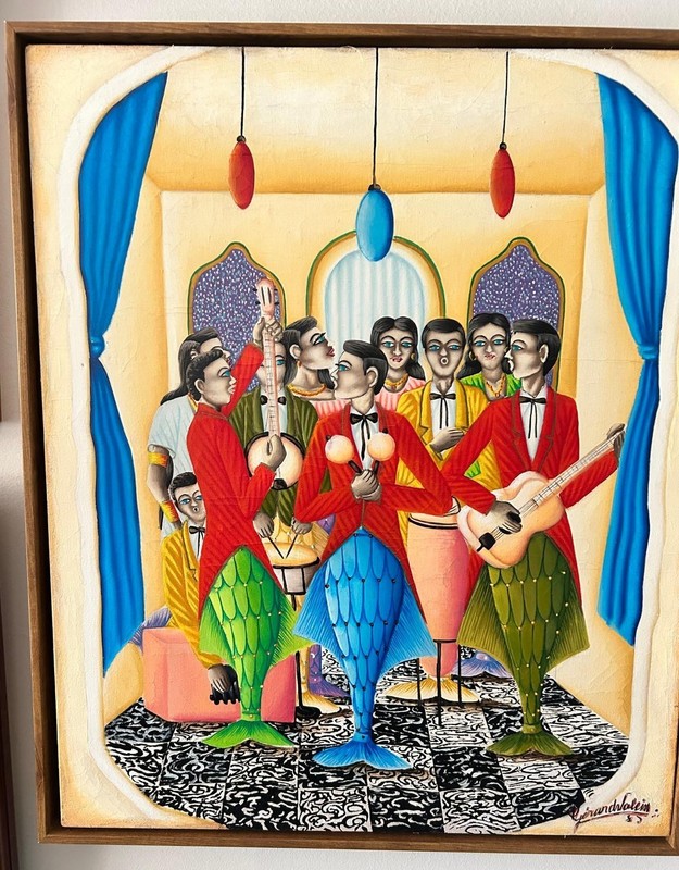 Haitian Painting by Gerard Valcin 20 x 24 – signed, dated 1985 and framed