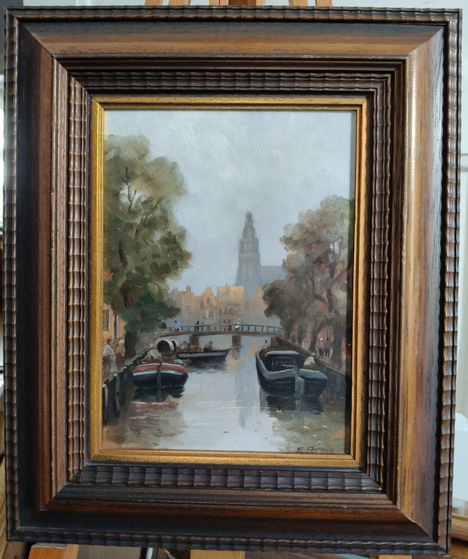 Erich Demmin Oil Painting «Montelbaanstoren in Amsterdam» (1911-1997), Signed