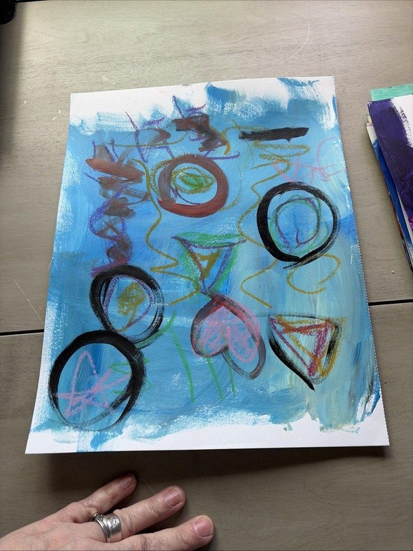 Original Abstract Acrylic 11x14 Blue Black Paper Brilliant Wall Art gallery