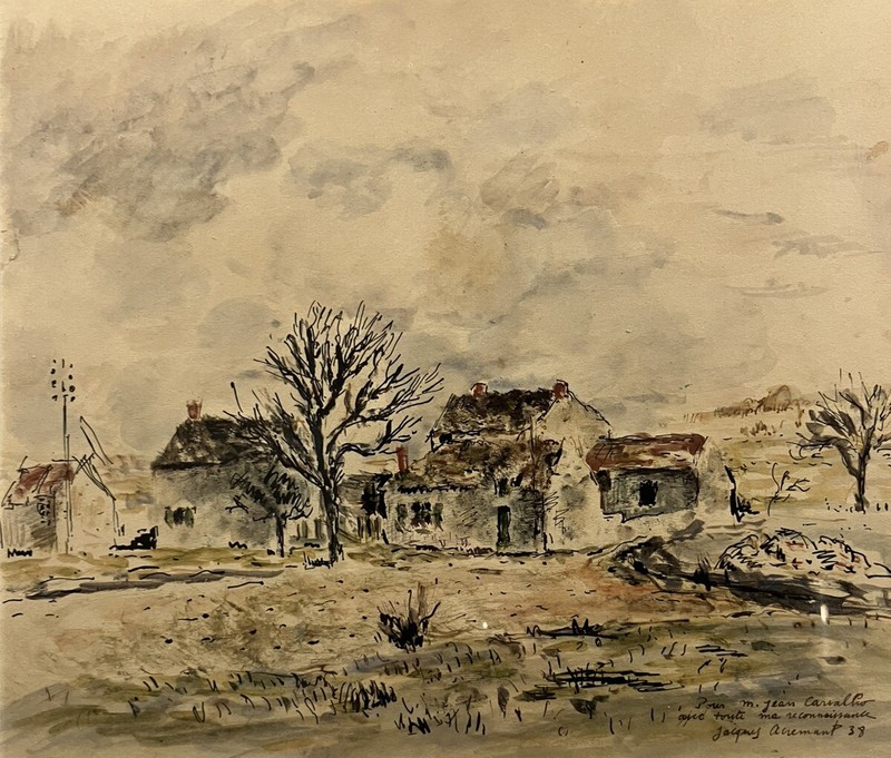 Jacques Acrement (Xx) Landscape Winter Village Countryside Signed And Dated 1938 gallery