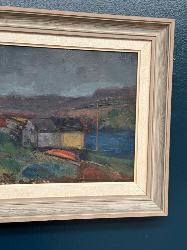 Swedish Oil on Canvas – “Village” by Gustav Adolf Johansson – 35.5 × 52.5 cm gallery