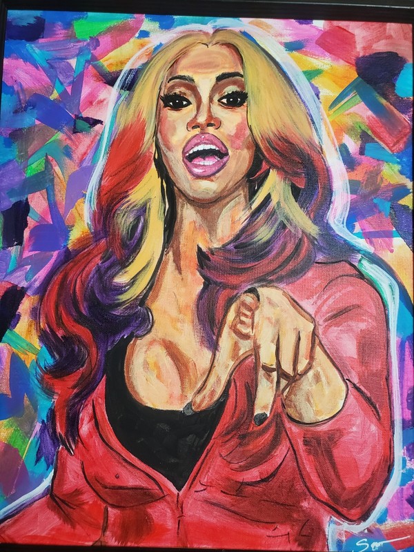 Cardi B Inspired Pop Art Original Acrylic Painting 16x20 Colorful Celeb. gallery