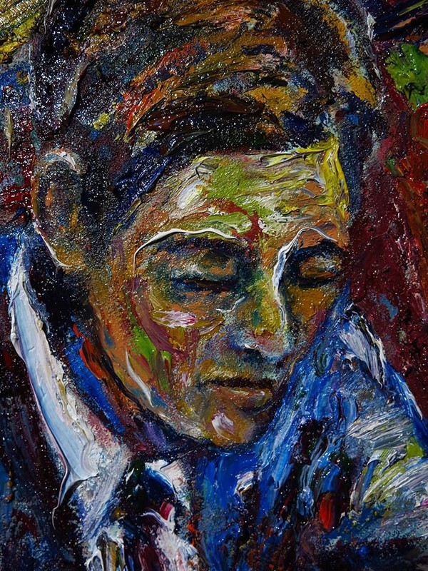 ORIGINAL OIL█PAINTING VINTAGE REALISM█ART SIGNED MAN LOVE MARRIAGE NR 24x24x1.5" gallery