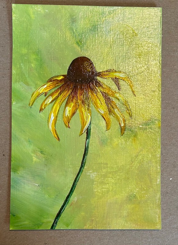 Small Original Acrylic Painting Flowers Black Eyed Susan Backyard Flowers Garden gallery