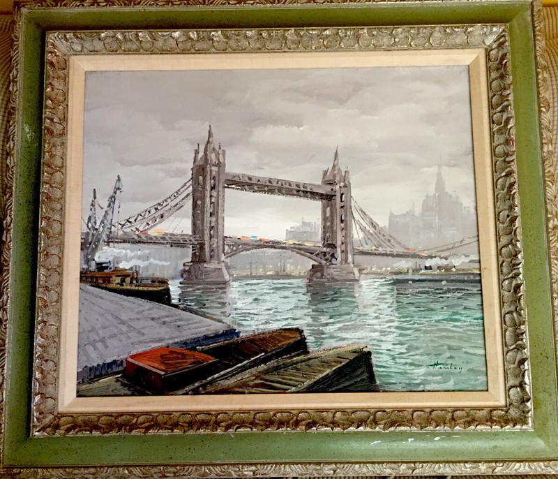 “London Bridge” Oil On Canvas Original Signed “Hamley”