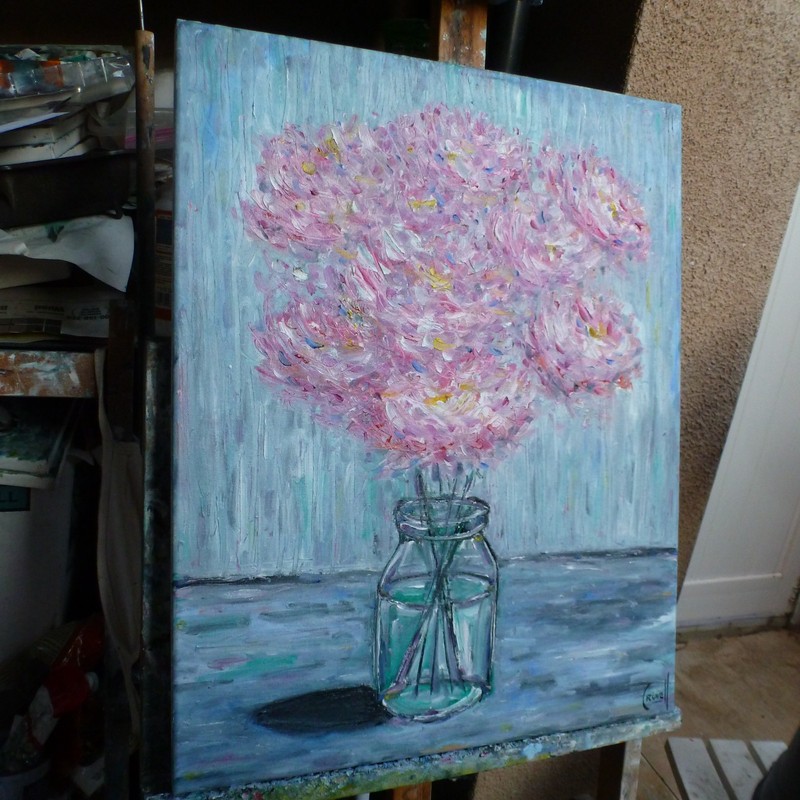 Delightful Dahlias 16x20 Floral art original oil painting NEW signed Crowell gallery