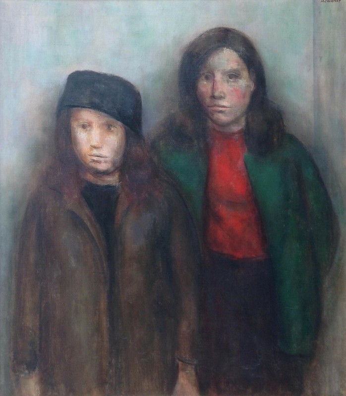 MID-CENTURY MODERN Oil ~ DISTURBING DOUBLE PORTRAIT ~ 1950s Great MARVIN CHERNEY gallery