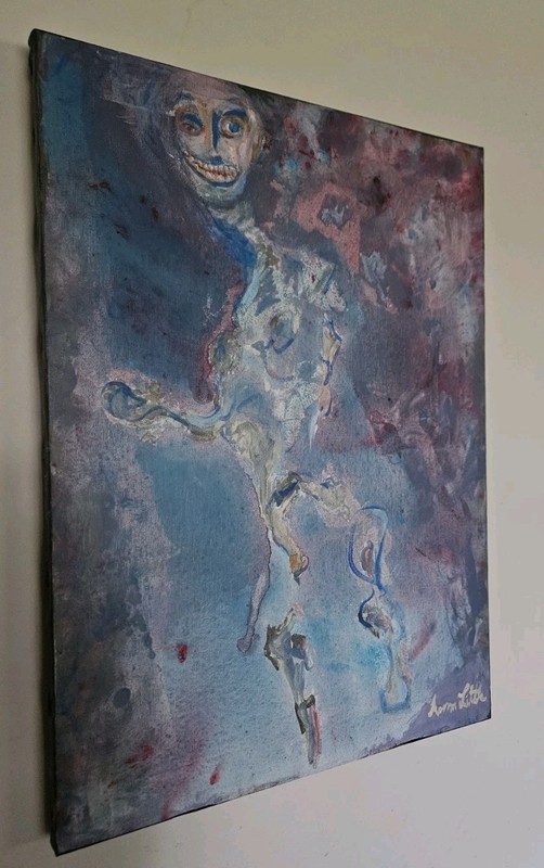Original rare acrylic painting on canvas «Cloud Walker» 18″ X 24″ Purple Stormy