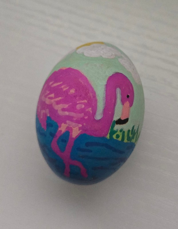 «Flamingo Egg», Hand-painted and signed by artist
