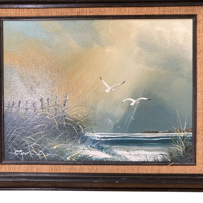 Framed Coastal Seascape Oil Painting With Gulls By Gordon Smith gallery