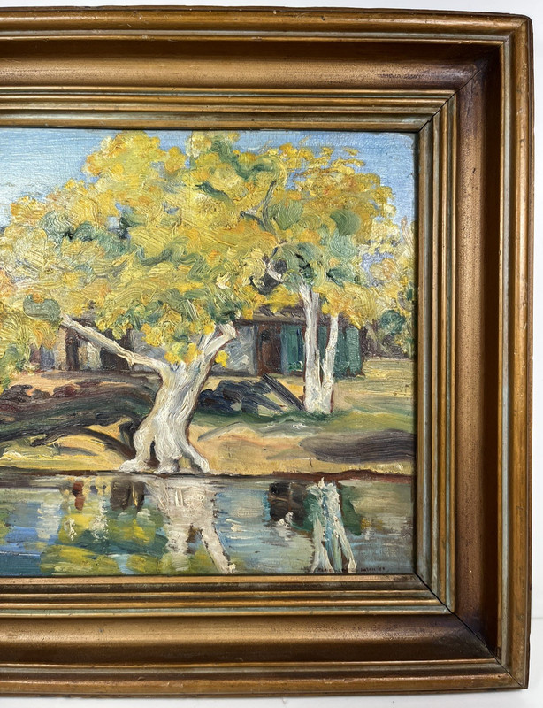 MARIE LOUISE HATCH 1920S EARLY RARE MODERNIST CALIFORNIA LANDSCAPE OIL PAINTING gallery
