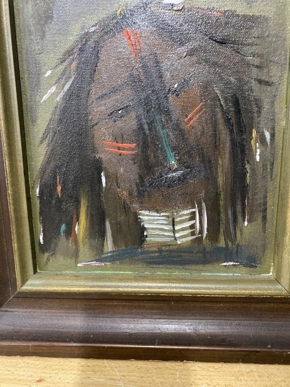 Mid-Century Modern Native American Portrait Oil Painting - Vintage Southwest Art gallery