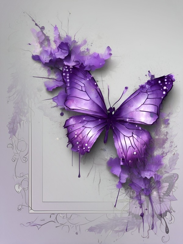 Butterfly Purple Art Abstract Art Giclee Art Print Canvas Wrap or poster