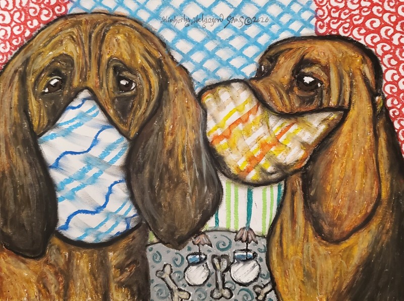 Bloodhound Dog Art 9×12 ORIGNIAL Pastel PAINTING Decor by KSams Quarantine Dogs
