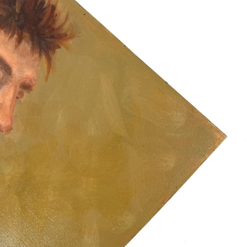 Vtg Oil Portrait Student Study Canvas Board Signed LS Male Side Profile Painting gallery